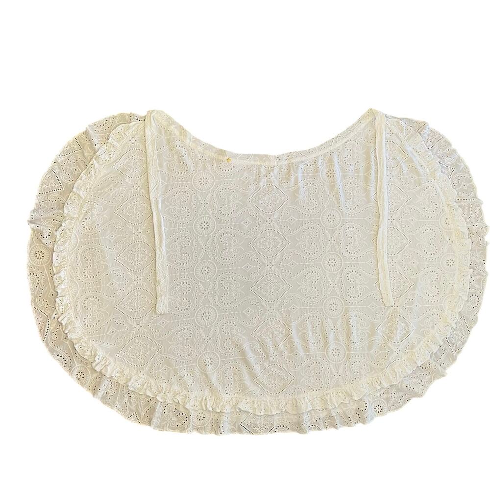 Encantadore Sarong Wrap Skirt Coverup M Eyelet Embroidered White Beach Resort - Picture 14 of 16